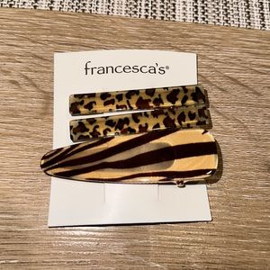 Cheetah and zebra brown neutral hair clips